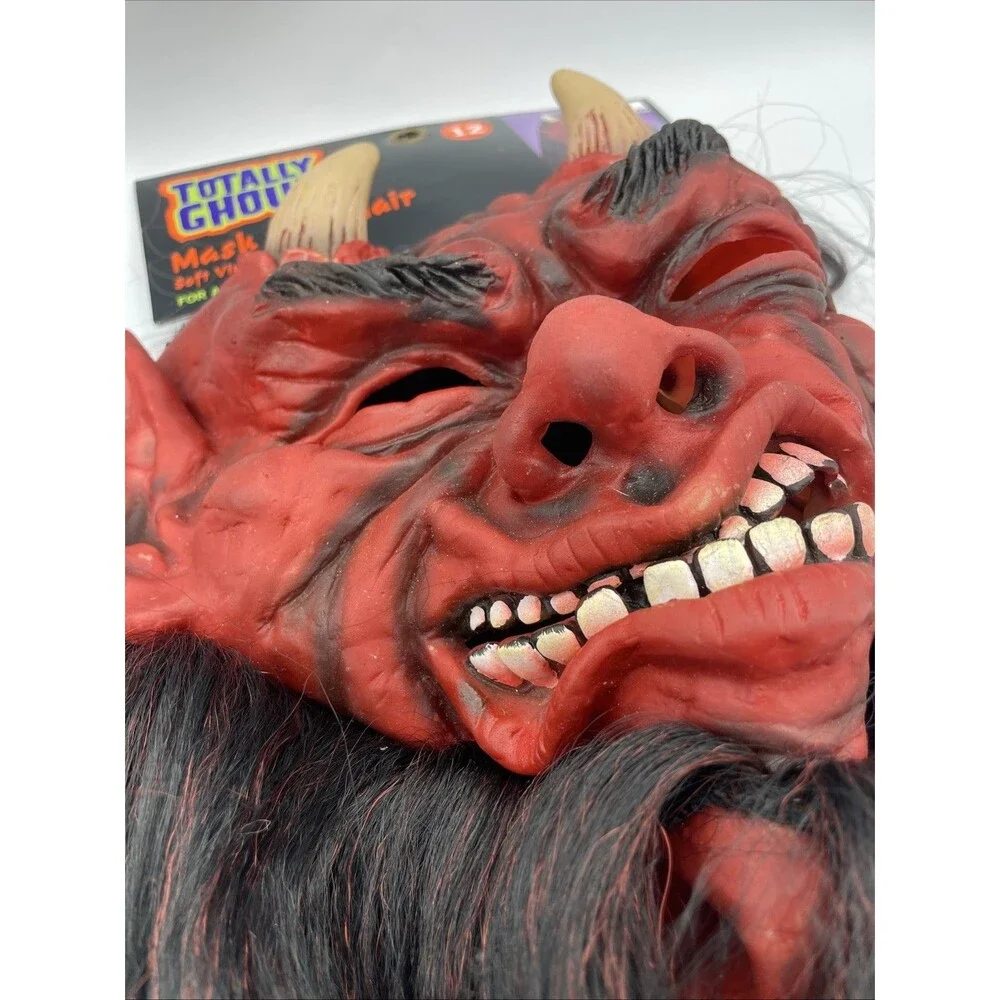 NWT Halloween VTG Kmart Totally Ghoul Super Hair Mask Devil Satan Scary